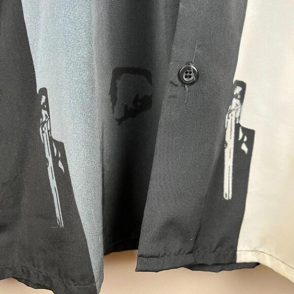 Vintage Scarface Tony Montana Universal Studios Dragonfly Button Shirt Sz L - Picture 5 of 7